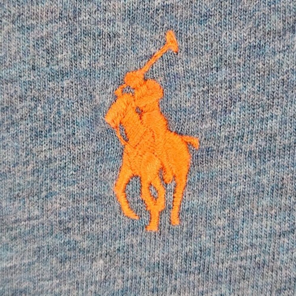 Polo Ralph Lauren Blue V Neck T-Shirt Men's M Orange Pony Casual Short Sleeve - Picture 6 of 10